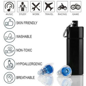 Noise Cancelling Reduce Ear Plugs Hearing Protection Concert Sleeping Snoring - Picture 1 of 11