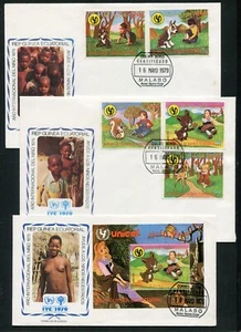 EQUATORIAL GUINEA 1979, I.Y.C, CHILDREN & ANIMALS, Mi. 1483-1487, Bl 314 on FDC - Picture 1 of 1