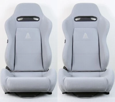 2 X TANAKA СЕРЫЙ МИКРО ТКАНИ ГОНОЧНОЕ СИДЕНЬЕ RECLINABLE + СЛАЙДЕР ПОДХОДИТ ДЛЯ MAZDA - Изображение 1 из 4