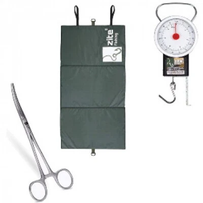 Karpfen Zubehör Set Zite Fishing Abhakmatte Hakenlöser Fischwaage Maßband - Bild 1 von 4