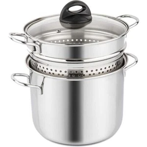 BARAZZONI PASATIOLA IN ACCIAIO INOX 22 CM CON COPERCHIO IN VETRO - Foto 1 di 1