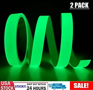 2Pcs Luminous Tape Glow In The Dark Waterproof Self Adhesive Safety Stickers USA - Picture 1 of 14