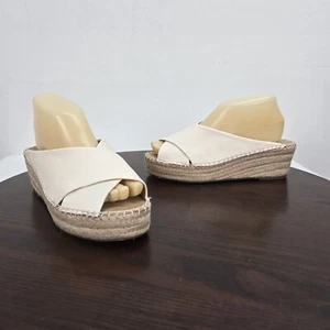 Sandali donna Franco Sarto espadrillas pelle zeppa 7M bianco slip on punta aperta - Foto 1 di 15