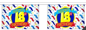 Happy 18th Birthday Horizontal Bunting 3m 10 Flags *SALE PRICE* - Picture 1 of 3