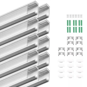 10X U-shape Aluminium Channel Extrusion Profile LED Diffuser Strip Light Cover - Picture 1 of 12