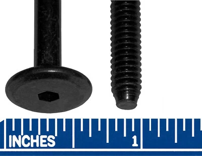 1/4" - 20 Negro Mate Hex Drive 17mm Cabeza Plana Muebles Perno Tamaños 30 - 70mm Foto 1 de 2