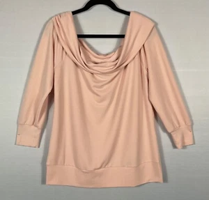 Lauren Conrad Oberteil Damen XL Pfirsich Stretch Pullover Wasserfallausschnitt Langarm - Bild 1 von 4