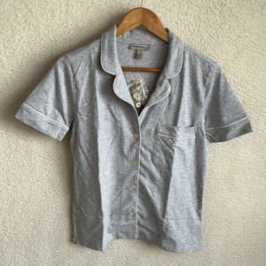 J Crew Short-sleeve pajama shirt in dreamy cotton blend Womens XXS Grey - Picture 1 of 8
