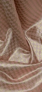 Peach Gold Checkered Metallic Brocade Fabric 58'' PRICE PER METER - Picture 1 of 2