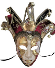 MAR JESTER, FULL FACE, ITALIAN HANDMADE/ POKER DESIGN, FAUX VELVET/CARD CURLS.