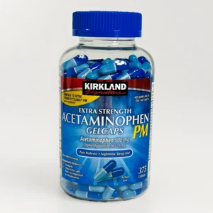 Kirkland Acetaminophen PM 500mg Diphenhydramine 25mg CP2*-TYLENOL PM 375 ct - Picture 1 of 11