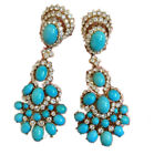 92.5 Sterling Silver Fine Quality Turquoise Long Earrings + Free Shipping 