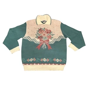 Vintage Grannycore Floral Blumen Pullover Cape Cod Sportswear Damen Größe Medium - Bild 1 von 7