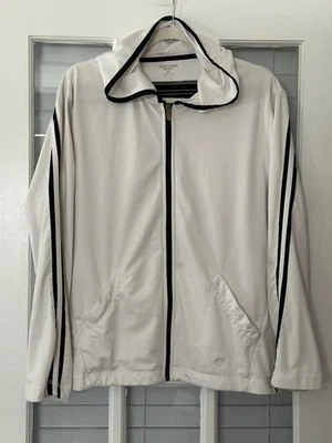 Chaqueta deportiva Oleg Cassini para mujer XL blanca con rayas negras cremallera completa Foto 1 de 4