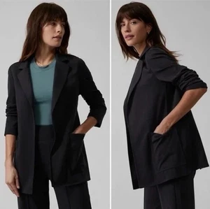 Blazer donna Athleta nero Eastbound aperto davanti taglia 8 business leggero - Foto 1 di 9