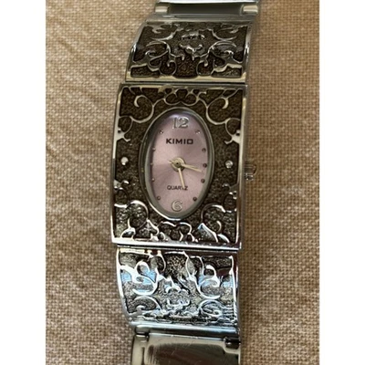 Kimio quartz women's silver tone bracelet watch with pink dial, new battery - Image 1 of 4