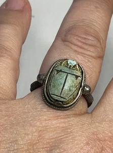 Vintage Skarabäus Ring Anhänger grün Flip ägyptischer drehbarer Käfer - Bild 1 von 11