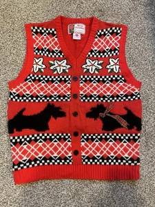 Merry Christmas Scottie Hund Weihnachtspullover Weste L - Bild 1 von 4