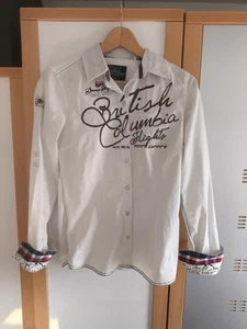 Damenbluse Hemdbluse soccx S/36 mit applikationen weiß mit Dunkelblau Marine - Bild 1 von 3