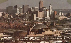 Downtown Cincinnati from the West Union Station in Foreground Ohio Postcard - Picture 1 of 2