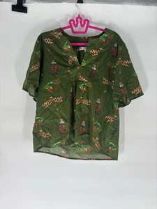 Jude Connally Bluse Bug Print Grün Kurzarm XS  - Bild 1 von 9