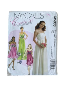 Vintage Sewing Pattern McCalls M5806 Womens Size 4-10 Bridesmaid Prom Dress FF - Picture 1 of 3