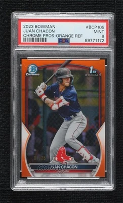 2023 Bowman Chrome Prospects Orange Refractor /25 Juan Chacon PSA 9 MINT - Image 1 of 2