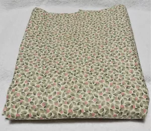 Vgt Cranston Home Fashions Print Floral Leaves Fabric Material Grn Pink 1 2/3 yd - Picture 1 of 5