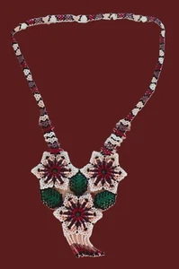 Mexikanische handgefertigte Huichol Halskette, Hecho en Morelo, Mexiko, vierfarbige Kombination - Bild 1 von 5