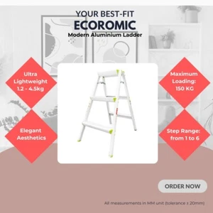 DR.LADDER - ECOromic 3 STEPS ULTRA LIGHT WEIGHT ALUMINUM FOLDING LADDER - Picture 1 of 2