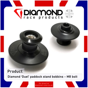 DIAMOND 'DUEL' PADDOCK STAND BOBBINS - M8 - For: Suzuki GSX-R1000 2000-2001 K0/1 - Picture 1 of 4