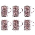 sugarchef Crystals Coffee Mugs Set of 6 Cups Hot Dink Glass Mugs 6 Oz with Ha...