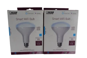 2x Lot Feit Electric NEW Smart WiFi Bulb LED 65W Daylight 5000K BR30 Flood Light - Picture 1 of 9