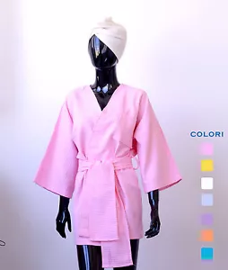 Kimono corto Nido Ape, accappatoio Donna taglia unica 100% Made in Italy - Imagen 1 de 6