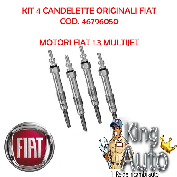 KIT 4 CANDELETTE ORIGINALI FIAT GRANDE PUNTO PANDA 500 1.3 MULTIJET EURO 4 - Imagen 1 de 1