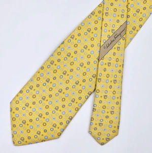 Corbata Salvatore Ferragamo Corbata de Seda Caracol Lunares en Amarillo - Imagen 1 de 6