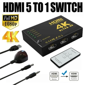5 Port HDMI 4K Switch Switcher Selector Splitter Hub iR Remote For HDTV 1080p - Picture 1 of 12