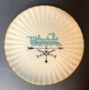 Vintage Lenox Fluted White Gold Rim Coaster Butter Pat Weather Vane Locomotive - Picture 1 of 3