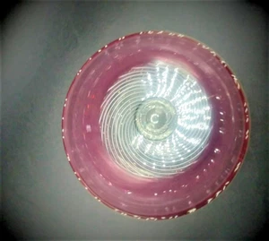 Modern Art Glass bowl with Cranberry glass edge and metalic & white candy swirl - Picture 1 of 10