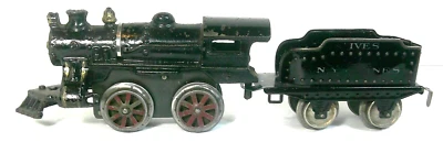 Ives #1 Cast Iron 0-4-0 Mechanical Wind-Up Steam Locomotive w/#11 Tender - Image 1 of 4