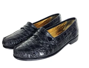 VTG Zelli Black Genuine Crocodile Hand Crafted in Italy Loafers Men's Size 9.5 - Picture 1 of 12