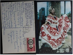 1970 Canal Zone Postcard-La Pollera ties 8c Stamp cd Albrook Air Force Base - Picture 1 of 3