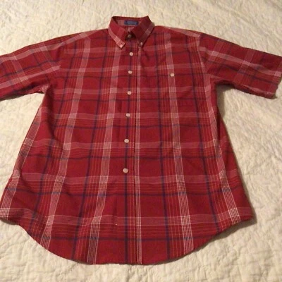 Towncraft Mens Shirt Size Small Button Up Short Sleeve Red Plaid  - Image 1 of 4