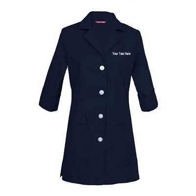 Embroidered Women's 3/4 Sleeve Lab Coat Personalized with your Text - Image 1 of 3