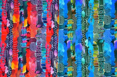 ♕ Jersey  Mustermix Streifen leuchtende Farben rot und blau Stenzo 50 x 150 cm♕ - Bild 1 von 2