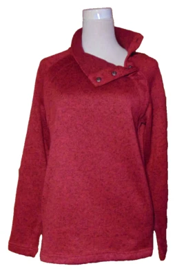 EDDIE BAUER JERSEY ROSA FRAMBUESA POLIÉSTER SUÉTER CON BROCHES DE PRESIÓN ESCOTE DE METAL ~S Foto 1 de 4