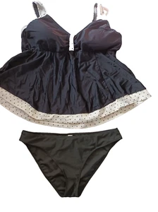 Janina Curved UK XL/3XL Negro Mezcla Almohadillas Extraíbles Lencería Ajuste Tankini Conjunto Calzoncillo - Imagen 1 de 3