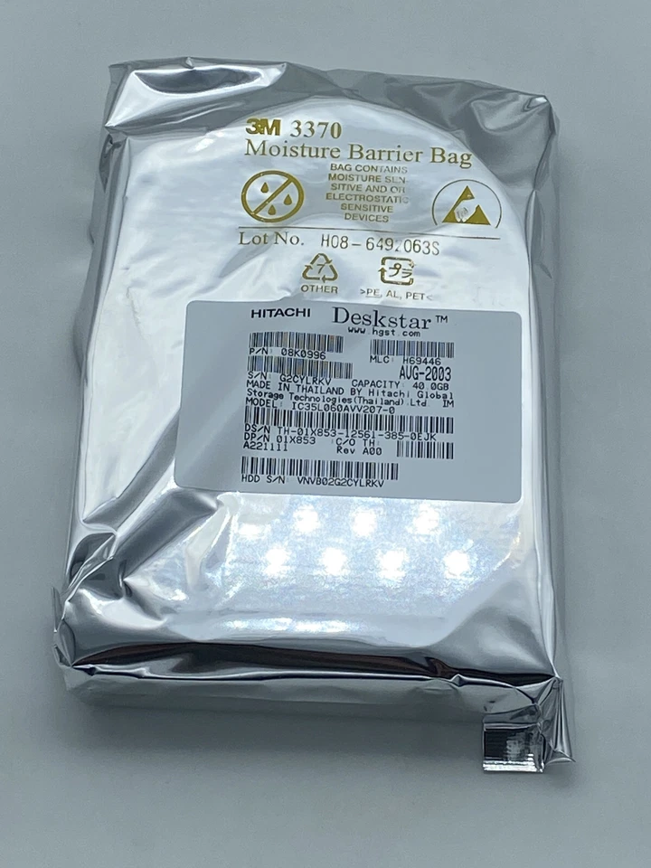 Hitachi IC35L060AVV207-0 40GB IDE Hard Drive P/N: 08K0996 MLC H69446 Brand NEW! - Image 1 of 1