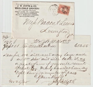 1868 Baltimore MD rev all over illust advt cover JW Pitts Grocers (h108) - Picture 1 of 2