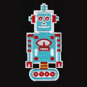 ROBOT IRON ON PATCH 3.125" Blue Red Kids Clothes Backpack Hat Jacket Embroidered - Picture 1 of 2